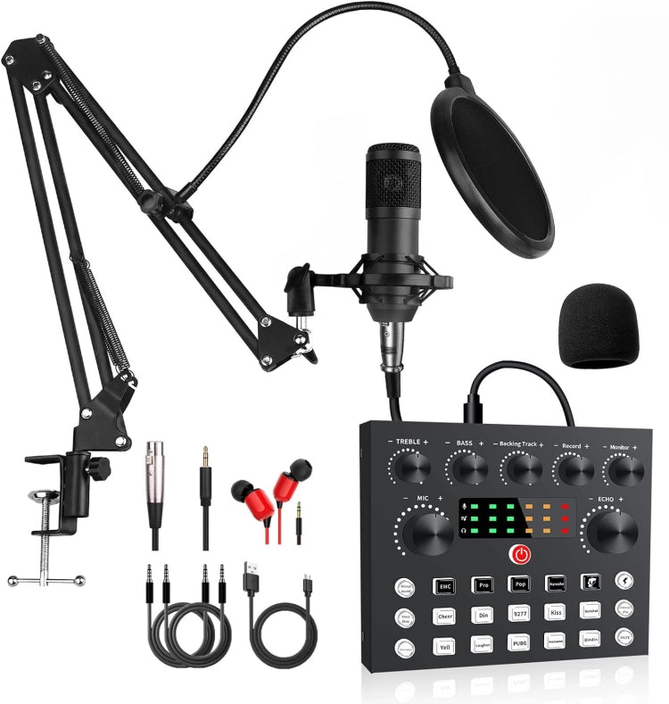 V8S Audio Mixer Live Voice Changer External Sound Card, Color: Black Cantilever Set